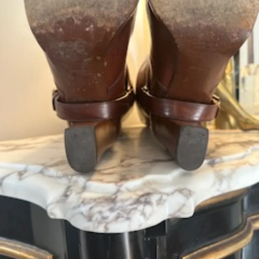 VINTAGE RARE MIU MIU Harness Italian Leather Heeled Luxury Boots - Size 8/8.5 N - Picture 14 of 16